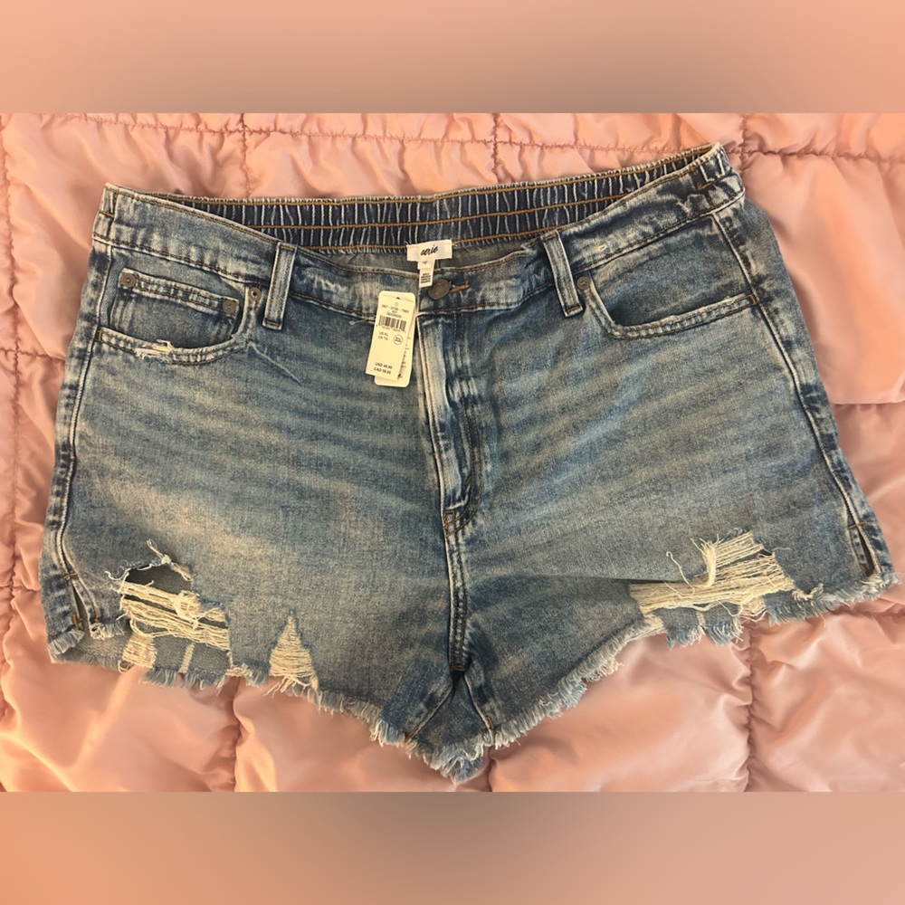 NWT Aerie Distressed Blue Jean Shorts XL